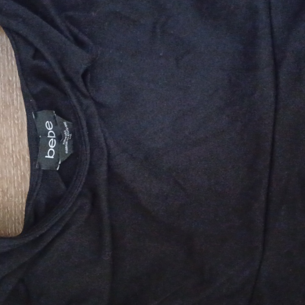 bebe Black Peplum Babydoll Top - Picture 2 of 3